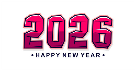 Happy New Year 2026 typography text illustration isolated element. Art Illustration
