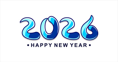 Happy New Year 2026 typography text illustration isolated element. Art Illustration