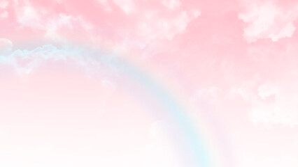 Naklejka premium Pink sky with white clouds. valentine's day sweet dream background love and happiness. 