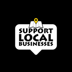 Support local businesses icon isolated on black background
