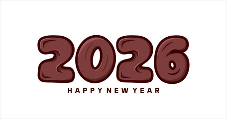 Happy New Year 2026 typography text illustration isolated element. Art Illustration