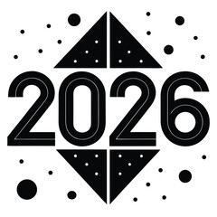 minimalist vector poster   2026  in bold geometric