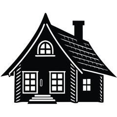 rustic house on white