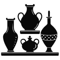 vintage pottery on white