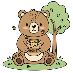 Bear with Honey Under a tree