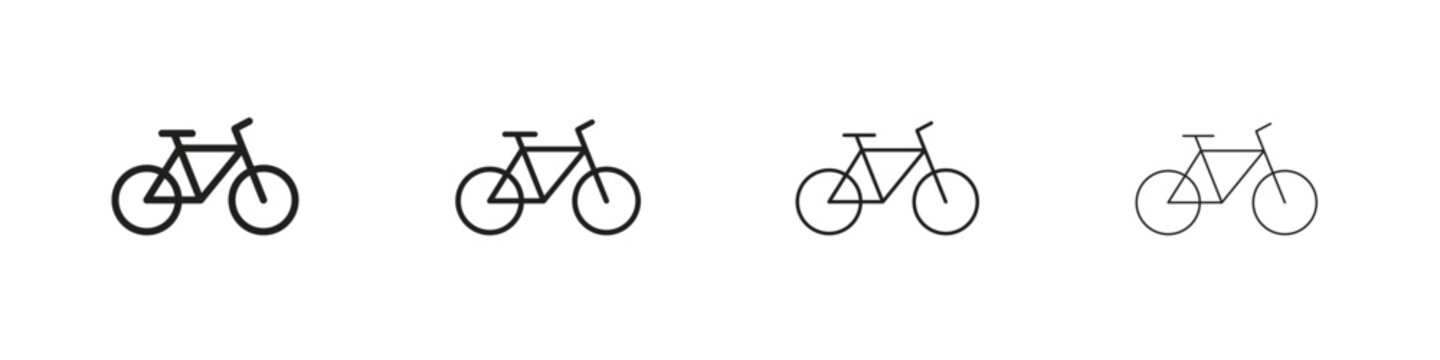 Biking mountain icon set. editable stroke eps 10 vector illustration.