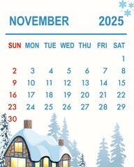 snow themed calendar