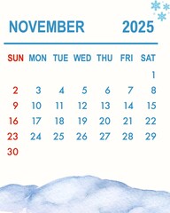 snow themed calendar