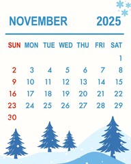 snow themed calendar