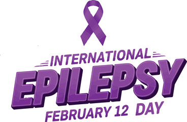 International epilepsy day february 12. purple awareness ribbon.