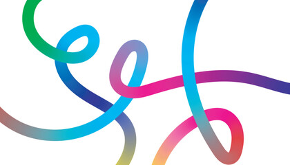 Vibrant abstract intertwined gradient lines on a white canvas