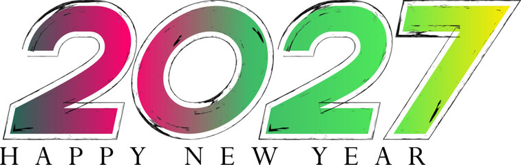 Colorful and textured Happy New Year 2027 celebration design art