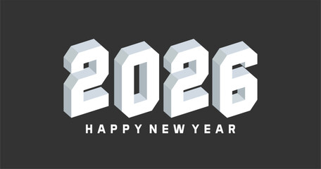 Happy New Year 2026 typography text illustration isolated element. Art Illustration