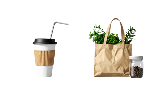  Eco-Friendly Lifestyle Bundle — isolated on transparent background