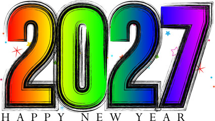 Colorful Happy New Year 2027 Celebration Artwork Design Illustration