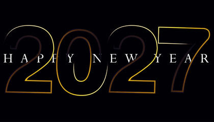Elegant Happy New Year 2027 Celebration with Golden Numbers and Text