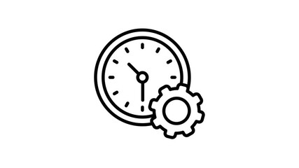 Time management icon animation. Clock, timeline, and timetable manage animated. 4K motion video of timer, 24 hours, minute, second with gear rotation. Schedule, deadline, duration, reminder symbol - Powered by Adobe