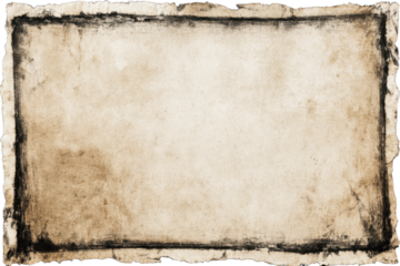 Vintage Beige Paper Texture with Aged Edges on Transparent