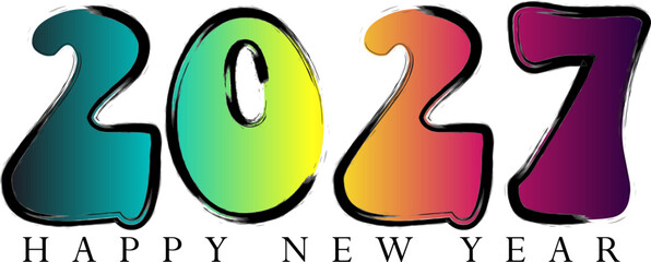 Happy New Year 2027 Colorful Artistic Grunge Style Celebration Illustration
