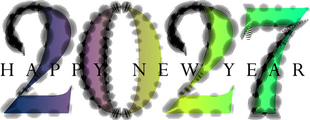 Happy New Year 2027 celebratory graphic design with colorful gradient