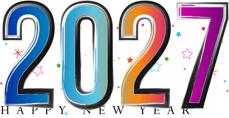 Happy New Year 2027 Colorful Celebration Illustration Background Art