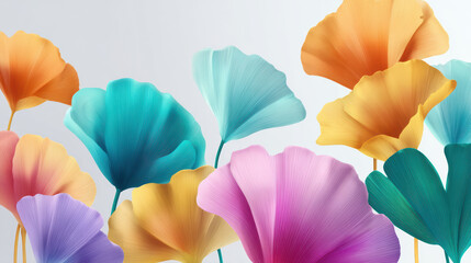 Vibrant pastel flowers in shades of pink, orange, yellow, and blue softly blend together, creating a cheerful and uplifting sptime floral background (150)