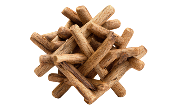 Wooden Sticks Interlocking Puzzle isolated on a transparent background