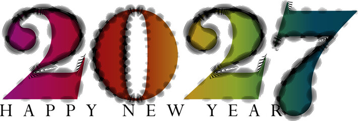 Happy New Year 2027 Greeting with Vibrant Gradient Numbers Design