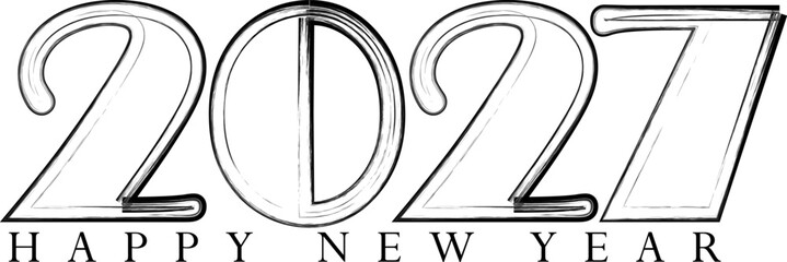 Happy New Year 2027 Greeting with Brush Stroke Effect Design