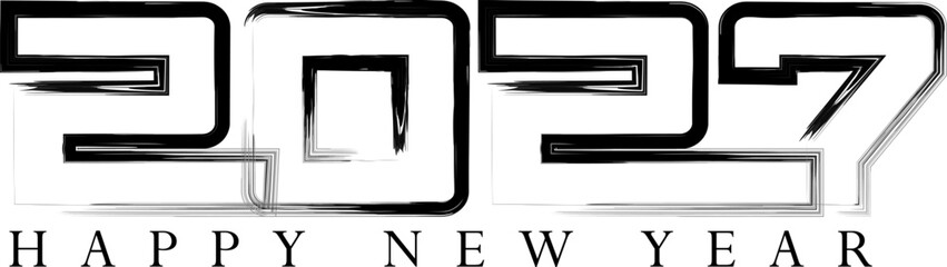 Happy New Year 2027 with abstract text and artistic rendering