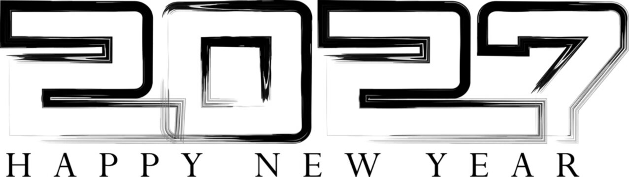 Happy New Year 2027 with abstract text and artistic rendering