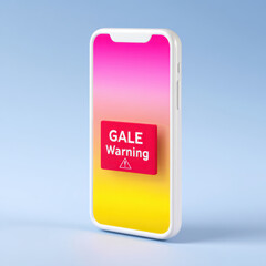 Gale warning alert on a mobile phone, weather app.