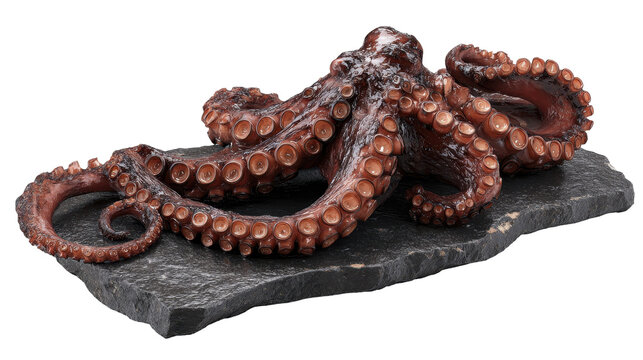 A detailed octopus sculpture showcasing intricate textures. or transparent background