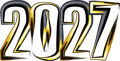 Shiny Metallic 2027 Year Number Illustration Graphic Design Concept Isolated