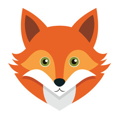 Fox face flat orange minimal friendly vector icon on white background