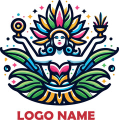 Carnival of barranquilla clipart logo icon vector white background .