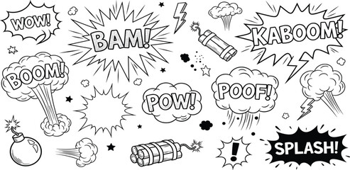 Expressive hand-drawn doodle style speech and thought bubbles graphic elements, ideal for communication, dialogue, and adding a playful touch to digital designs
