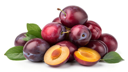 plums on white background