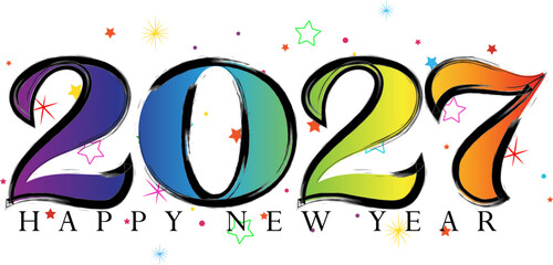 Vibrant and festive Happy New Year 2027 celebration design