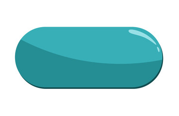 Long, rounded, empty, green button showing glossy surface