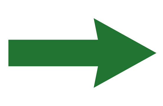 A bright green arrow moves forward on a transparent background