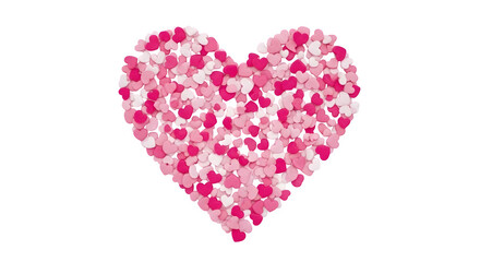 Obraz premium Heart shape made of many small pink and red confetti pieces