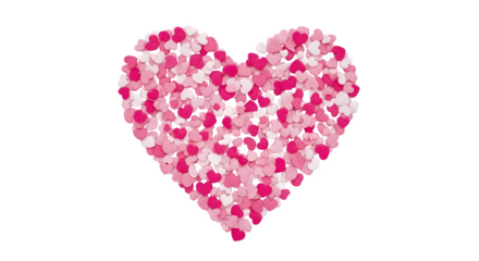 Heart shape made of many small pink and red confetti pieces