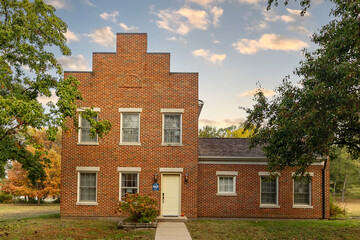 old brick building in the country