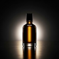 Luxury Skincare Bottle in Golden Shadow Environment