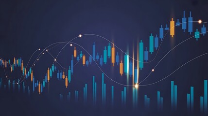 Stock market investment data and analysis finance graph. Business financial chart with moving up arrow graph. stock market graphs