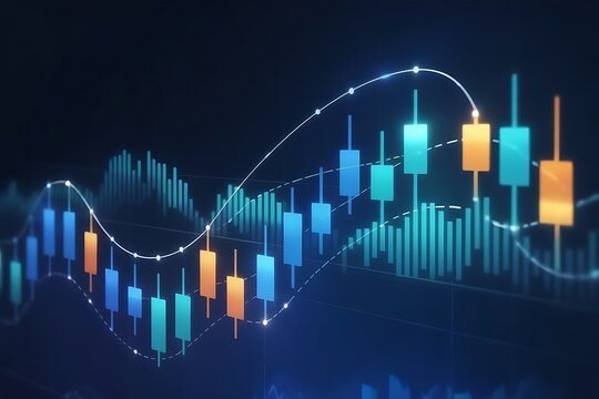 Stock market investment data and analysis finance graph. Business financial chart with moving up arrow graph. stock market graphs
