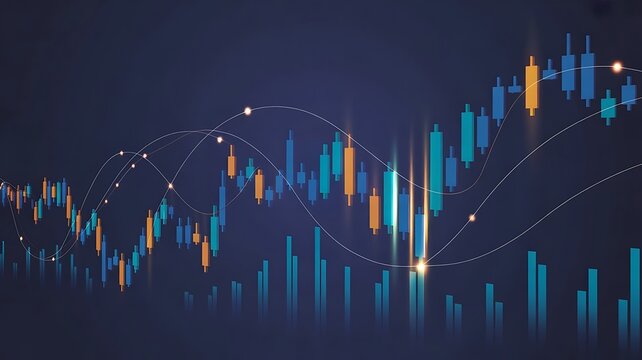Stock market investment data and analysis finance graph. Business financial chart with moving up arrow graph. stock market graphs - Powered by Adobe