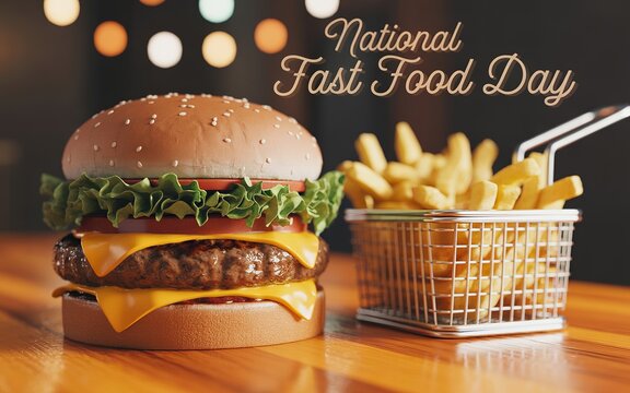 Celebrate National Fast Food Day with delicious burger joy.