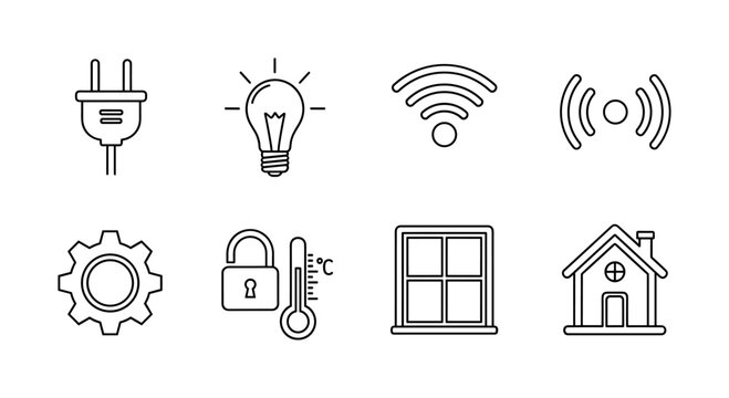 Smart home essentials: minimalist linear icons for modern living